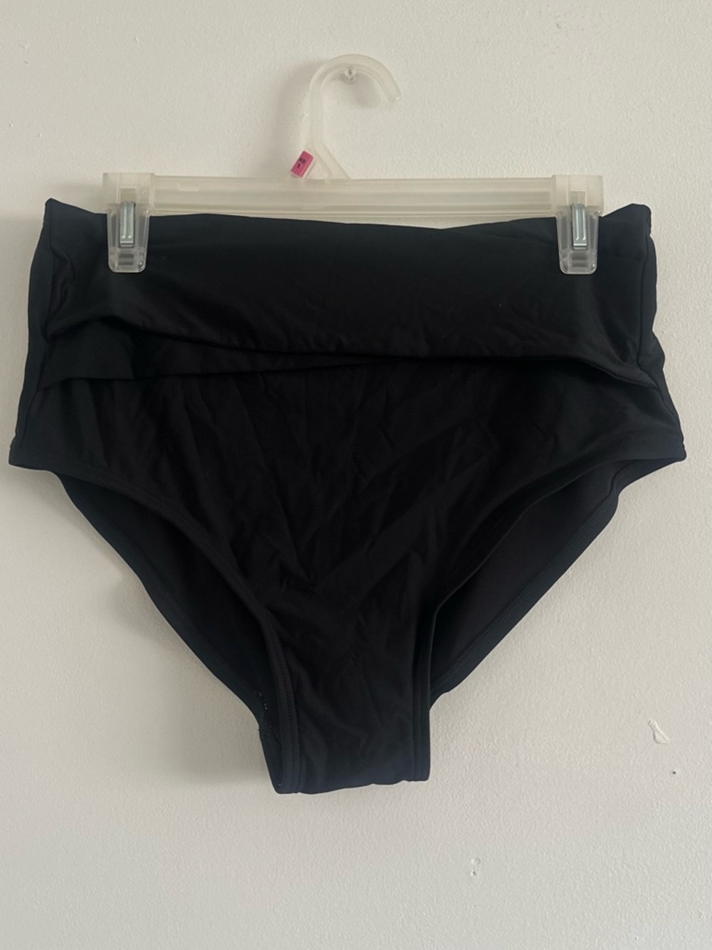 Calvin Klein Black High-Rise Bikini Bottom with Logo Plaque
